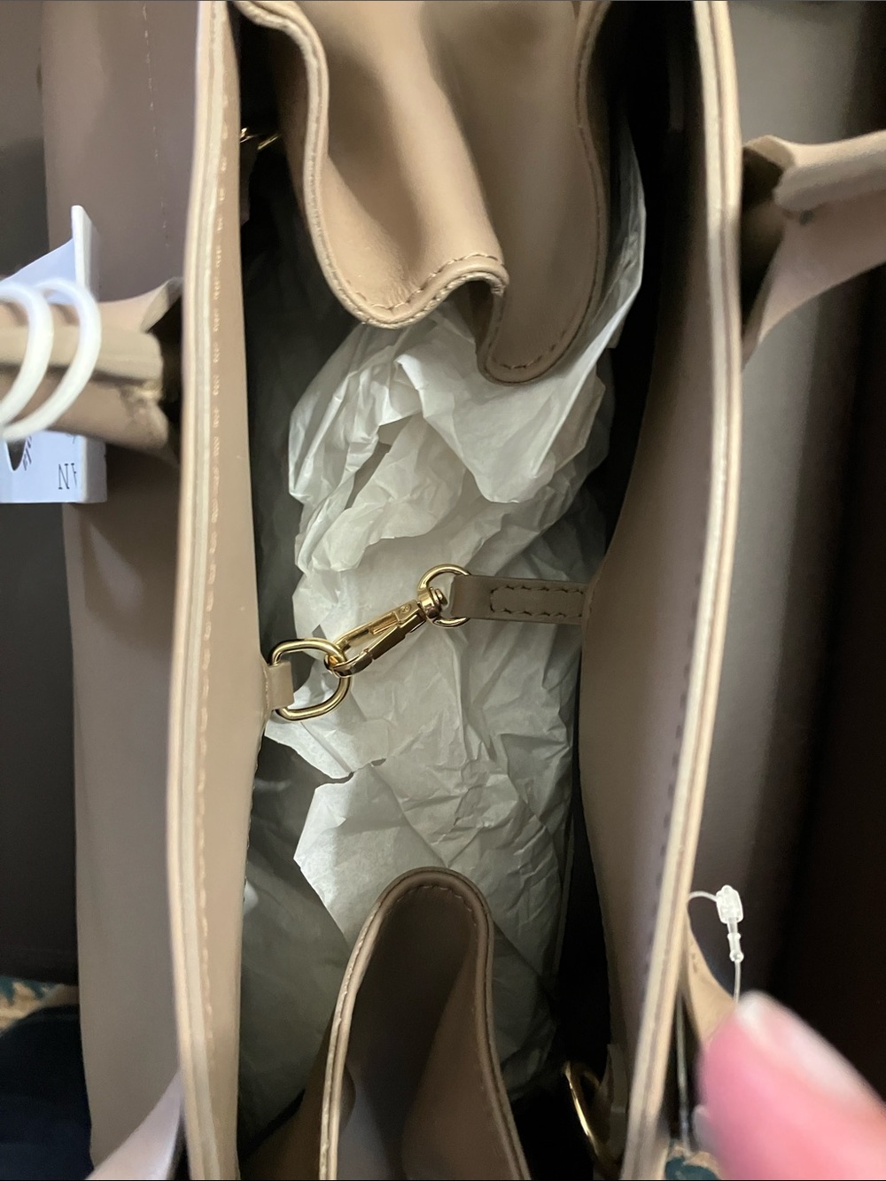 Anna Paola Beige Leather Satchel with Top Handles Rita - Picture 8 of 16